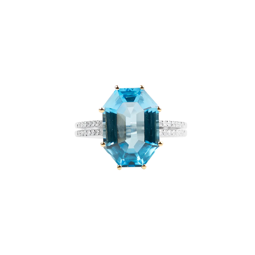 Riley Radiant Blue Topaz Ring