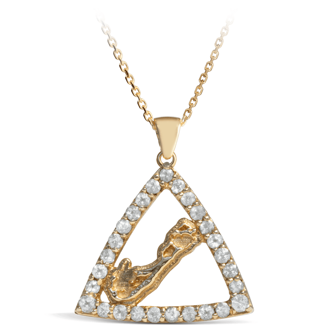 Diamond Bermuda Triangle Map Pendant - Davidrose Studio