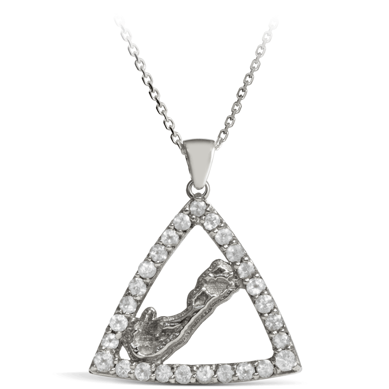 Diamond Bermuda Triangle Map Pendant - Davidrose Studio