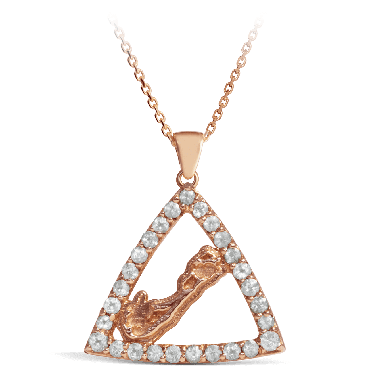 Diamond Bermuda Triangle Map Pendant - Davidrose Studio